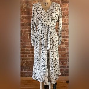 No. 6 Store Black and White Animal Print Silk Jumpsuit Romper Onesie